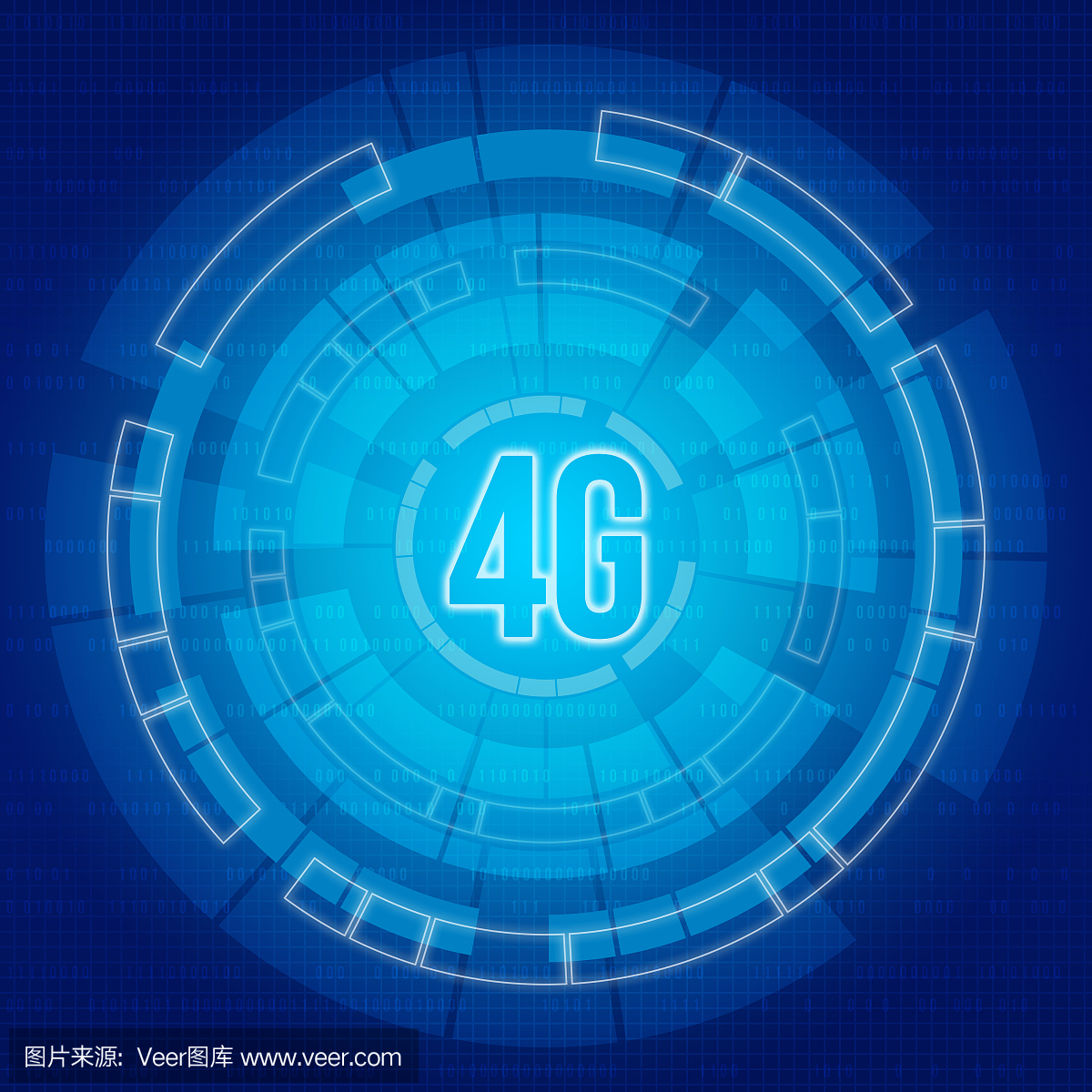 蓝色背景与4G数字通信元素